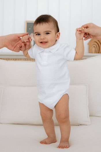 Lilabio 100% Cotton Short Sleeve Polo Baby Bodysuit