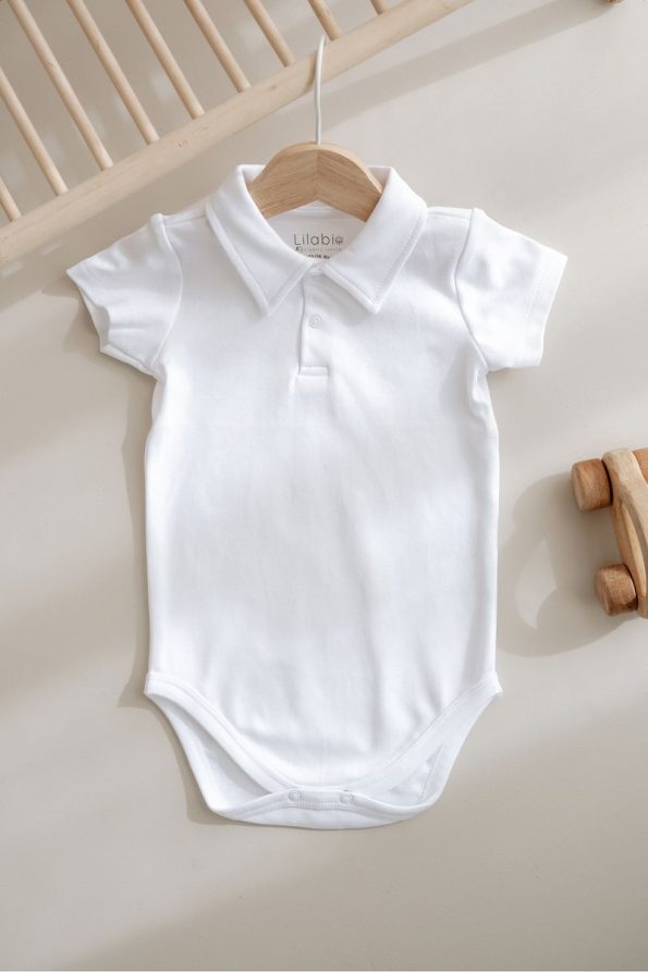 Lilabio 100% Cotton Short Sleeve Polo Baby Bodysuit