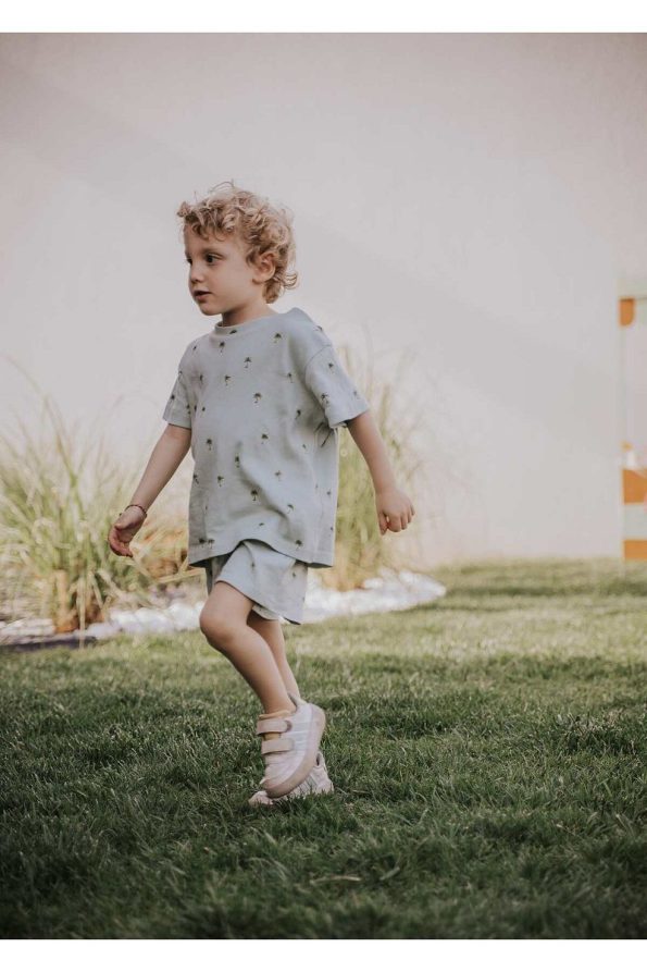 Kirazkids 100% Cotton Palm Pattern Summer Shorts Set