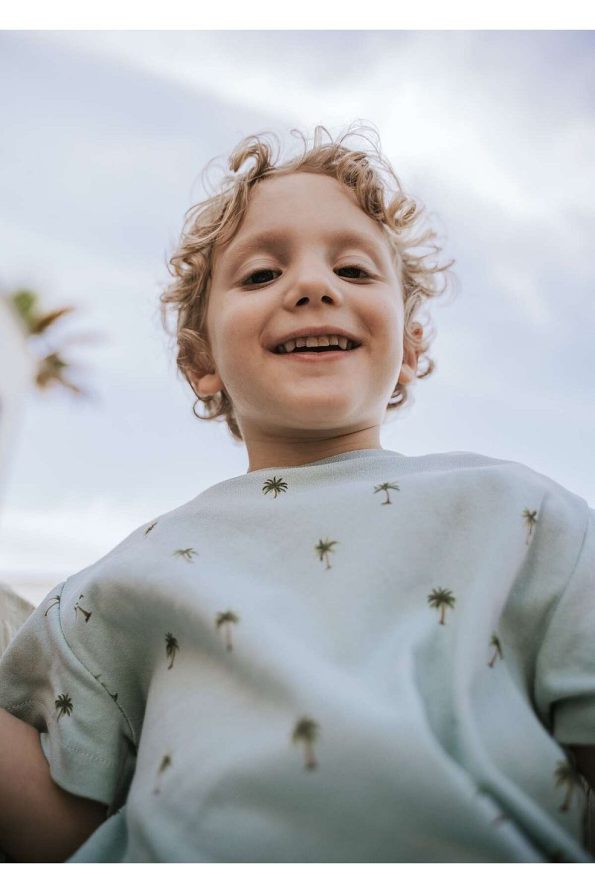 Kirazkids 100% Cotton Palm Pattern Summer Shorts Set