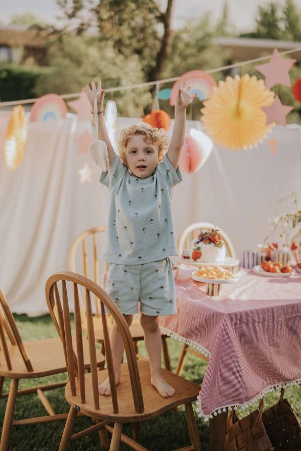 Kirazkids 100% Cotton Palm Pattern Summer Shorts Set