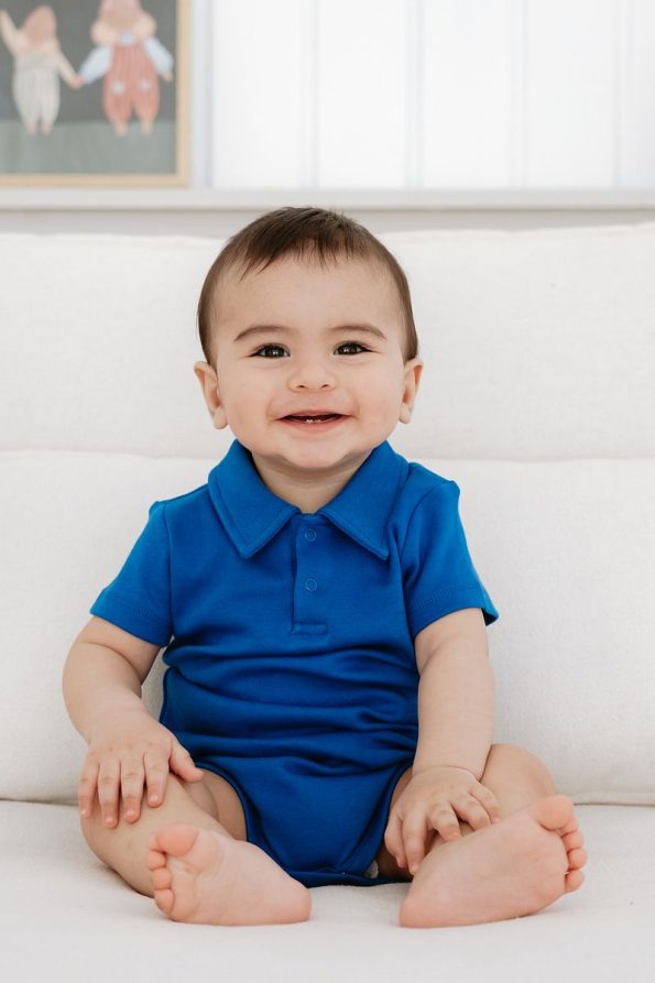 Lilabio 100% Cotton Short Sleeve Polo Baby Bodysuit