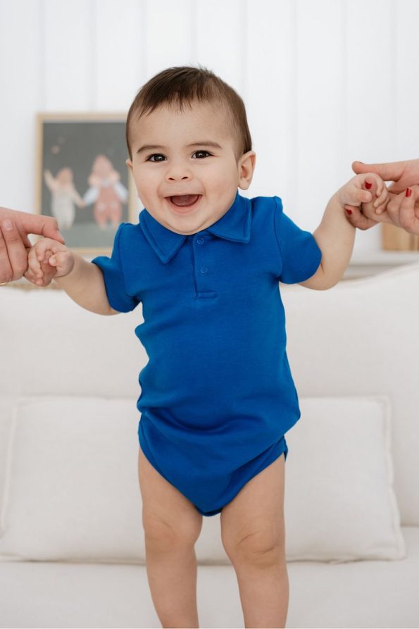 Lilabio 100% Cotton Short Sleeve Polo Baby Bodysuit