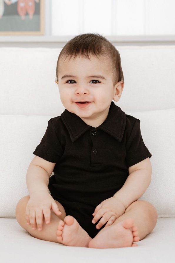 Lilabio 100% Cotton Short Sleeve Polo Baby Bodysuit