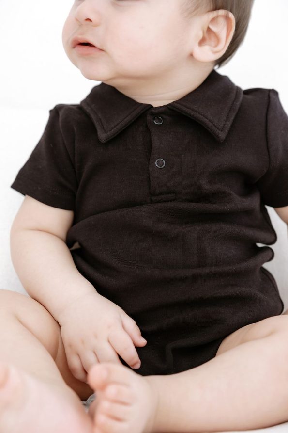Lilabio 100% Cotton Short Sleeve Polo Baby Bodysuit