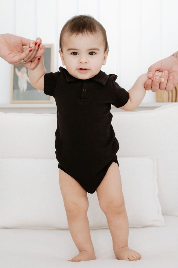 Lilabio 100% Cotton Short Sleeve Polo Baby Bodysuit