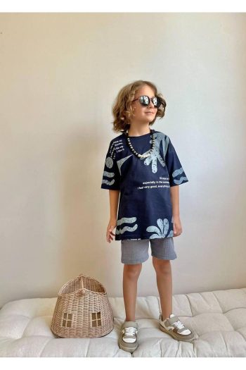 Yigit Boutique Printed Muslin Shorts Set for Boys