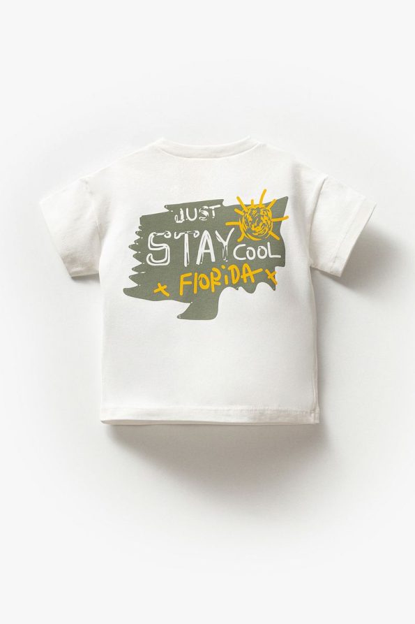 Jikko Baby Boys' Summer 2-Piece Set with Printed T-Shirt and Striped Pants