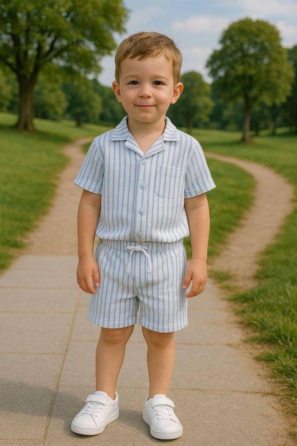 Yigit Boutique Striped Linen Boys' Set