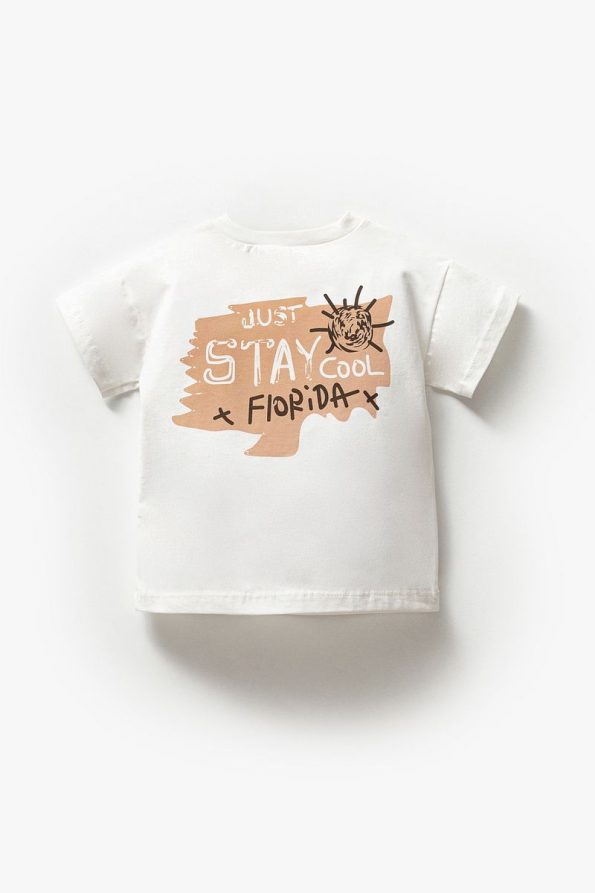 Jikko Baby Boys' Summer Two-Piece Set with Printed T-Shirt and Striped Pants