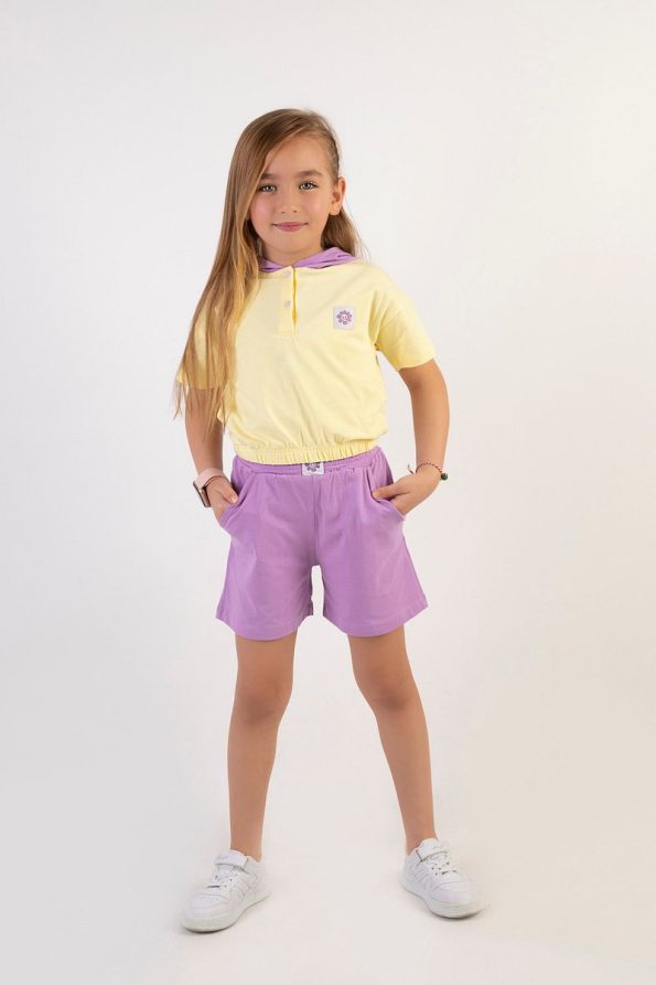 HARIKA KIDS Girls' Hooded Shorts Set