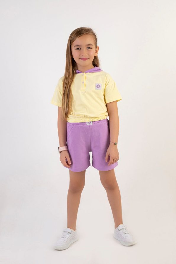 HARIKA KIDS Girls' Hooded Shorts Set