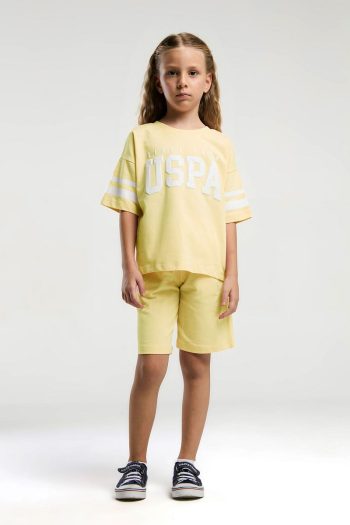U.S. Polo Assn. Premium Yellow Girls' T-Shirt and Shorts Set