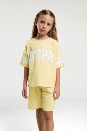 U.S. Polo Assn. Premium Yellow Girls' T-Shirt and Shorts Set