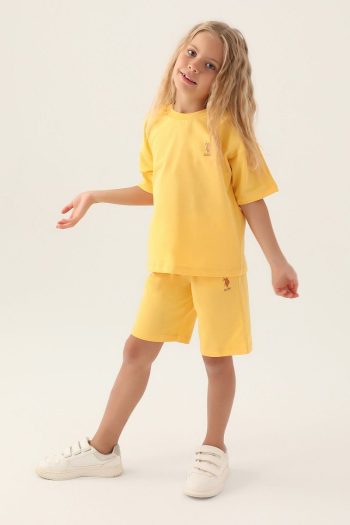 U.S. Polo Assn. Yellow Girls' T-Shirt and Shorts Set