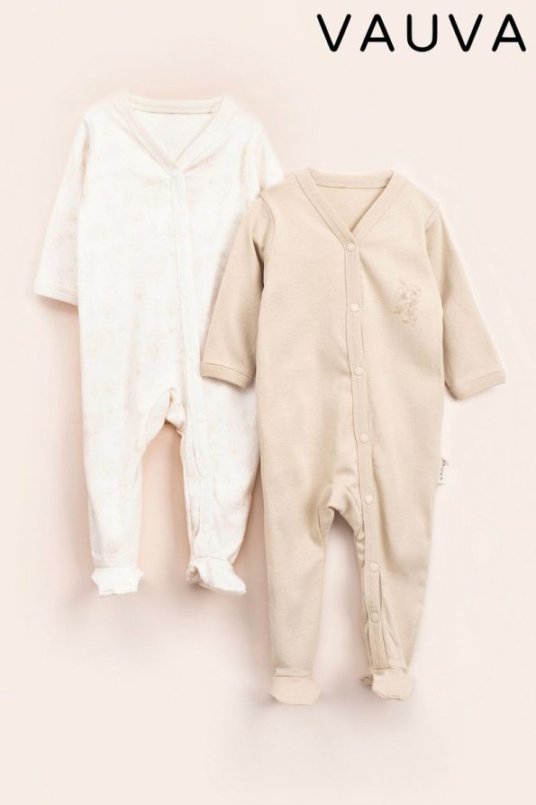 Vauva 2-Pack Snap Romper Pajama Long Sleeve Seasonal Baby Kids Printed Bodysuit