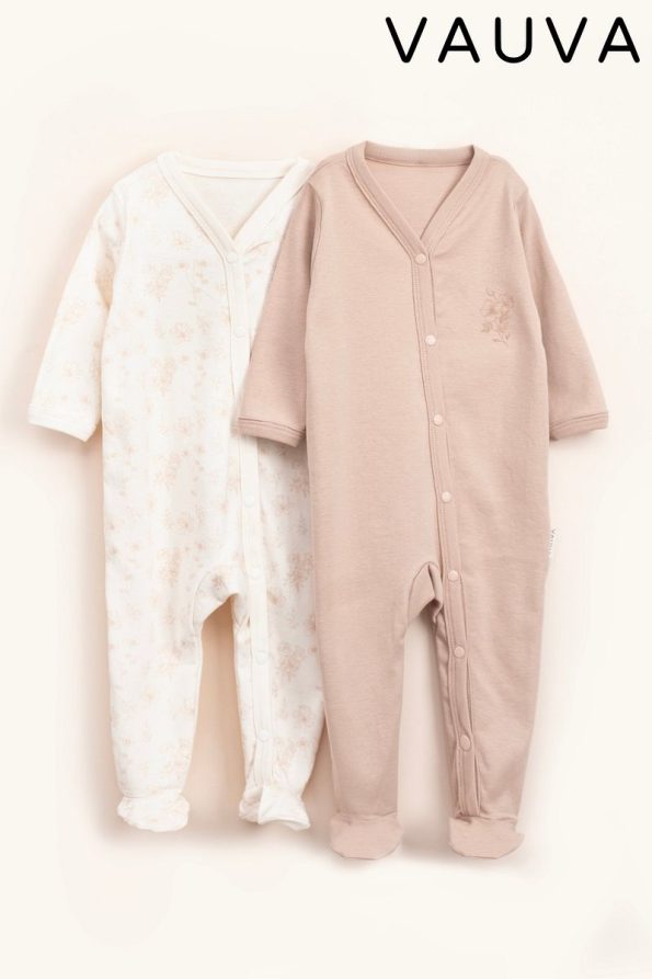 Vauva 2-Piece Long Sleeve Snapsuit Pajama Set for Babies and Kids