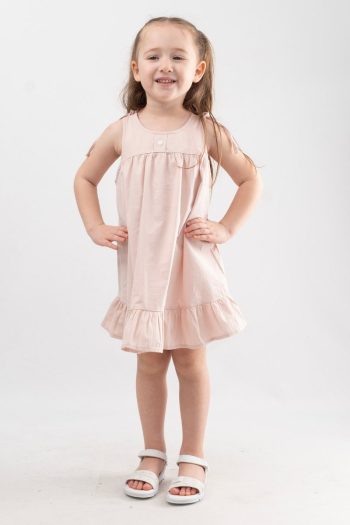 Printed Girl's Dress with Button Details