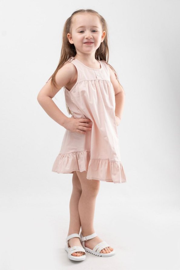 Printed Girl's Dress with Button Details