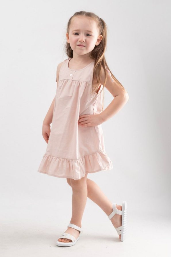 Printed Girl's Dress with Button Details
