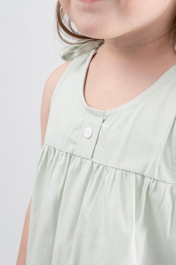 Printed Strappy Dress for Girls with Button Details