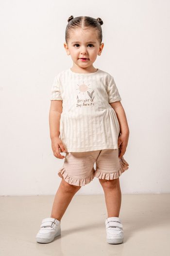 Trendy Lilac Cotton Shorts Set for Kids