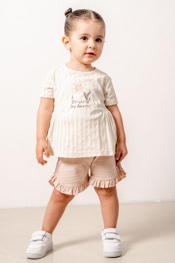 Trendy Lilac Cotton Shorts Set for Kids