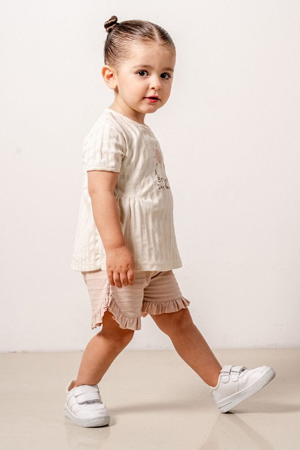 Trendy Lilac Cotton Shorts Set for Kids