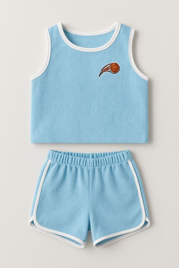 LUESS Boys' Towel Tennis Embroidered Tracksuit - Blue