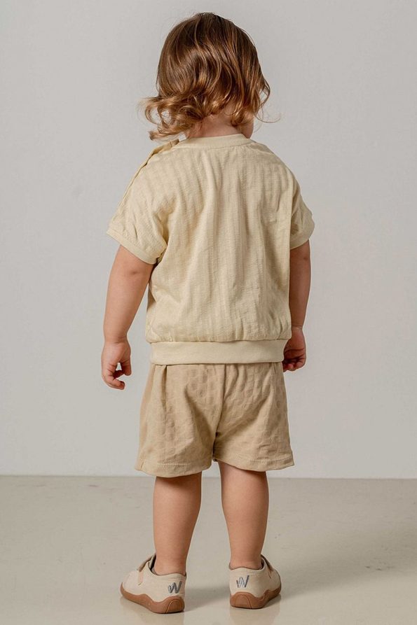 Bright Yellow Cotton Short Sleeve Short Set for Kids