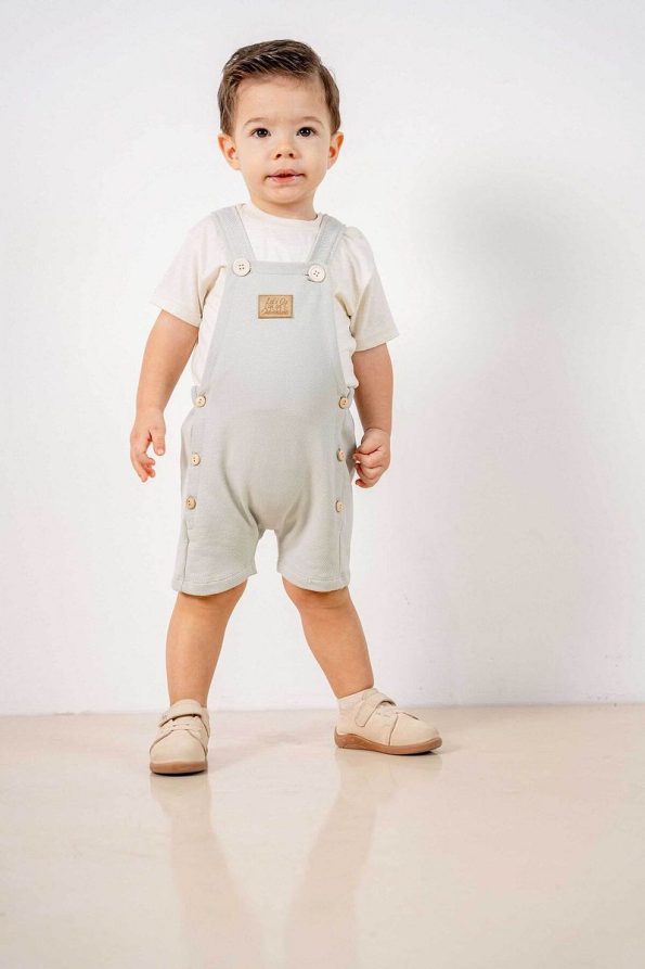 Trendy Gray Cotton 2-Piece Baby and Kids Romper Set