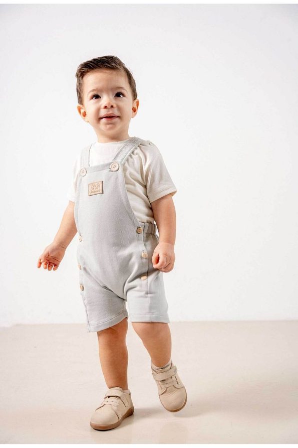 Trendy Gray Cotton 2-Piece Baby and Kids Romper Set