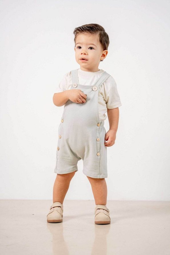 Trendy Gray Cotton 2-Piece Baby and Kids Romper Set