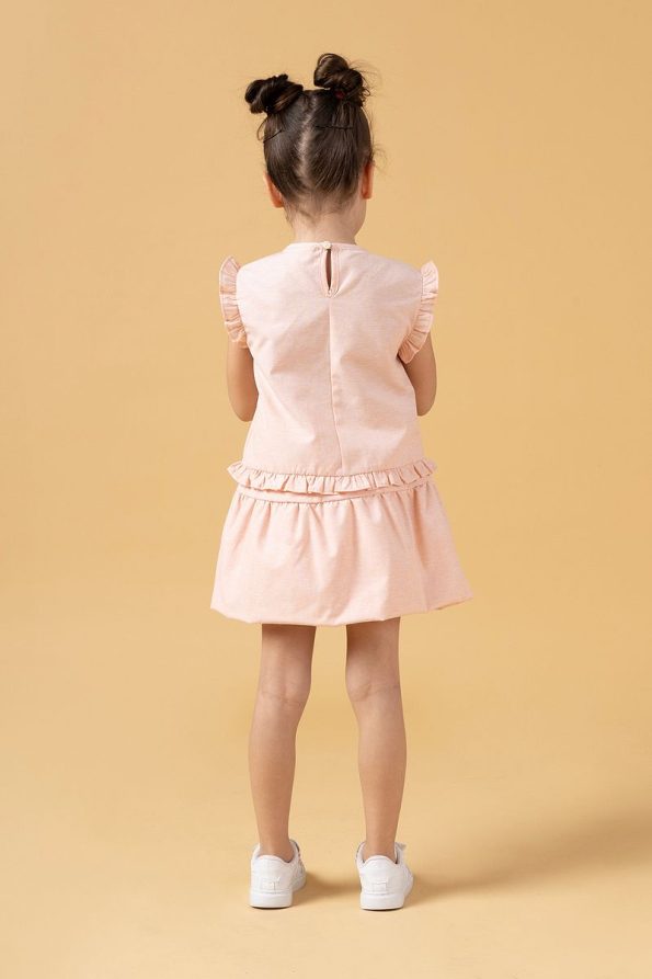 Minipodyum Girls' Summer Set with Bow and Balloon Skirt