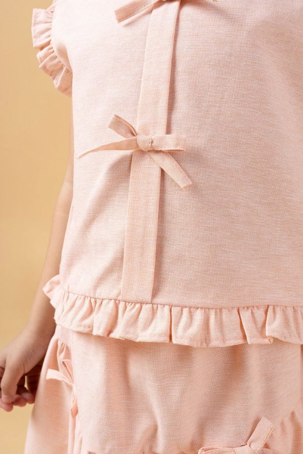 Minipodyum Girls' Summer Set with Bow and Balloon Skirt