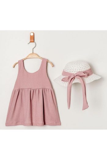 Chicsy Baby Sweet Ribbed Hat Bow Dress for Girls