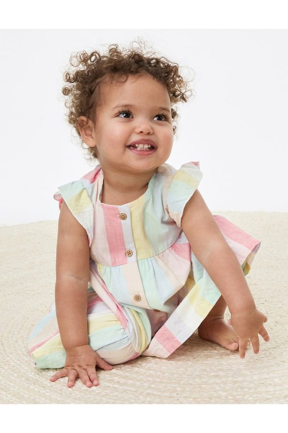 Marks & Spencer Pure Cotton Striped Dress (0-3 Years)