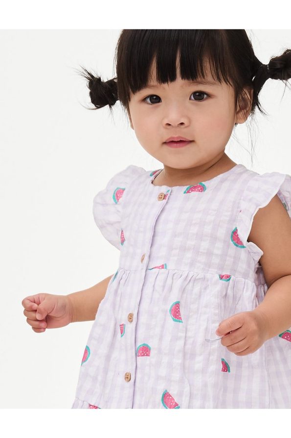 Marks & Spencer Pure Cotton Watermelon Print Dress (0-3 Years)