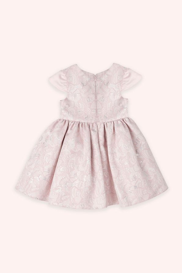 Pink Bow Detail Jacquard Dress for Girls