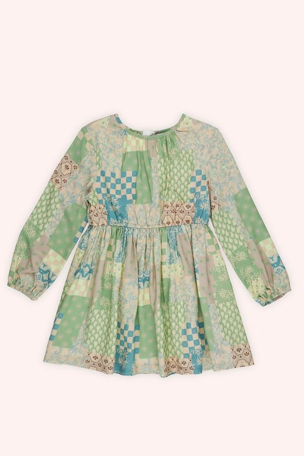 Beige Patterned Dress for Girls