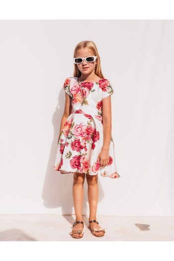 SheShe Red Rose Pattern Special Occasion Dress for Girls