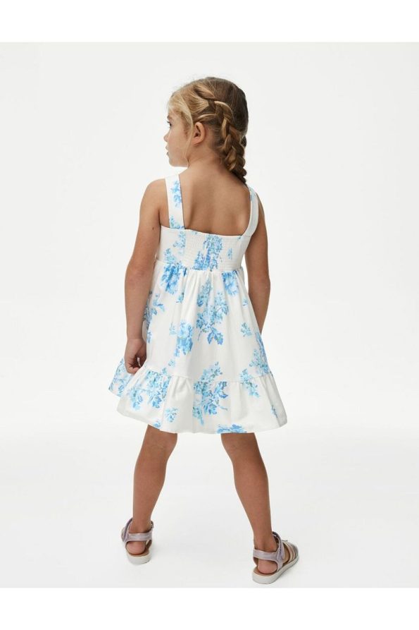 Marks & Spencer Cotton Print Satin Dress (2-7 Years)