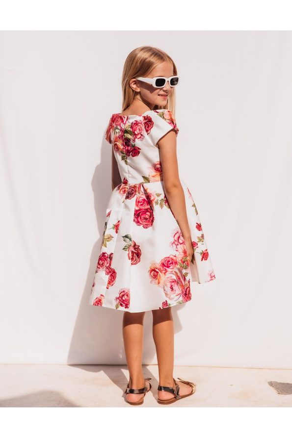 SheShe Red Rose Pattern Special Occasion Dress for Girls
