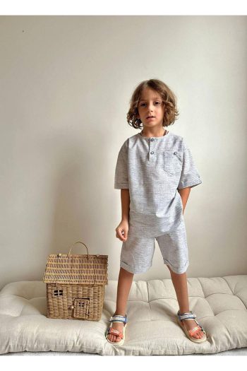 Yigit Boutique Boys' Poplin Fabric Shorts Set