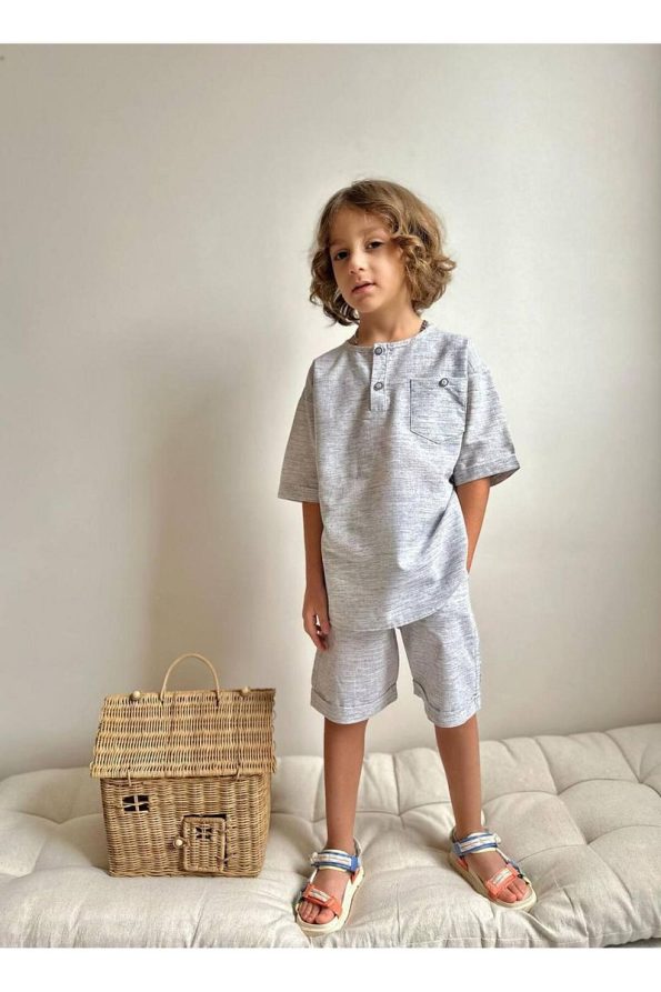 Yigit Boutique Boys' Poplin Fabric Shorts Set