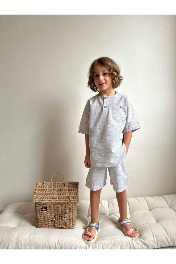 Yigit Boutique Boys' Poplin Fabric Shorts Set