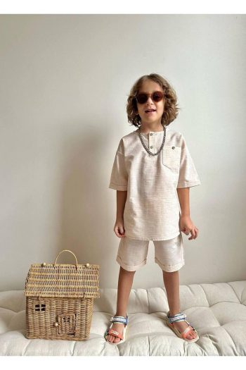 Yigit Boutique Poplin Fabric Boys' Short Set