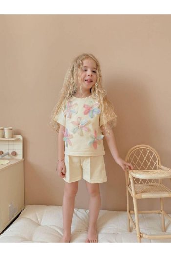Yigit Boutique Floral Embroidered Shorts Set for Girls