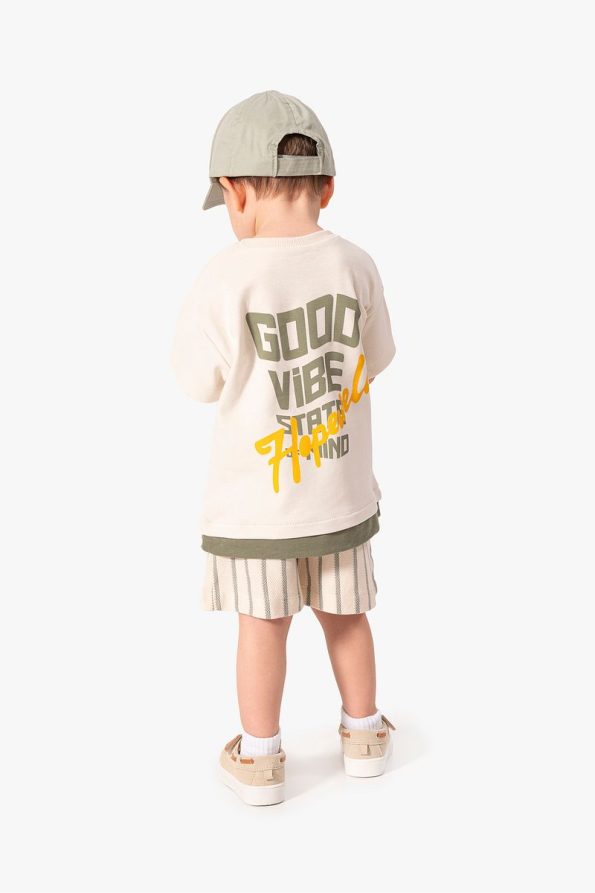 Jikko Baby Striped Shorts and Print Top Set for Kids