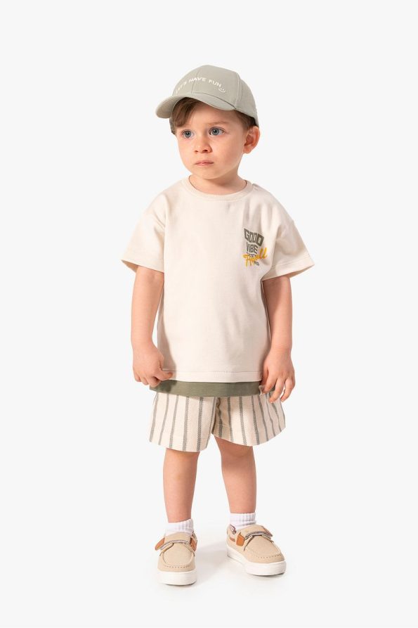 Jikko Baby Striped Shorts and Print Top Set for Kids